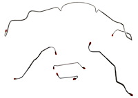 Front Brake Line Set for 1967 Pontiac GTO, Lemans, Tempest w/Power Disc/Ram Air or HO Eng./7/16 in. Port [4-PC, Stainless Steel]