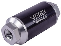 Billet Aluminum In-Line Fuel Filter with -6 AN Female Inlet/Outlet Connections [10-Micron, Black]