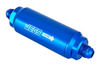 Billet Aluminum In-Line Fuel Filter for Gas, E85 & Alcohol Applications, 5 in. Long [-8 AN Blue]