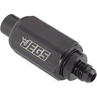 Compact Billet Aluminum In-Line Fuel Filter, 2 5/16 in. Long [-6 AN Male/Female, Black]