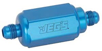 Compact Billet Aluminum In-Line Fuel Filter, 2 5/16 in. Long [-6 AN Male/Male, Blue]