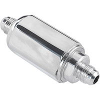 Compact Billet Aluminum In-Line Fuel Filter, 2 5/16 in. Long [-6 AN Male/Male, Polished]