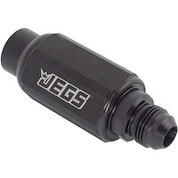 Compact Billet Aluminum In-Line Fuel Filter, 2 5/16 in. Long [-8 AN Male/Female, Black]