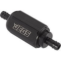 Compact Billet Aluminum In-Line Fuel Filter, 2 5/16 in. Long [3/8 in. Male/Male Hose Barb, Black]