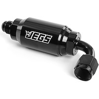 Compact Billet Aluminum In-Line Fuel Filter [-6 AN Male/90-Degree Female, Black]