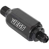 Compact Billet Aluminum In-Line Fuel Filter, 2 5/16 in. Long [3/8 in. NPT Male to -6 AN Male, Black]
