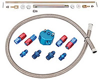 In-Line Tunnel Ram Linkage and Plumbing Kit Fits with Two Single-Feed Carburetors