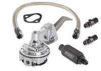 Mechanical Fuel Pump & Installation Kit for Ford 289-302-351W [80 gph, Black Fittings]
