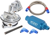 Mechanical Fuel Pump & Installation Kit for Big Block Chevy 396-427-454 [110 gph, Blue Fittings]
