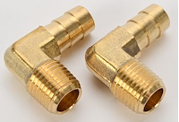 NPT 90-Degree Hose Barb Fitting [1/4 in. NPT to 3/8 in. Hose, Brass]