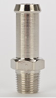 NPT Straight Hose Barb Fitting [1/8 in. NPT to 3/8 in. Hose, Nickel-Plated Brass]