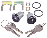 Door Lock Set Fits Select 1976-1988 GM Models [Oval Style GM Keys, Black Finish]
