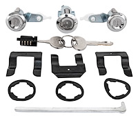 Doors, Glovebox and Trunk Lock Set for 1987-1993 Ford Mustang [Stainless Cylinder Caps]