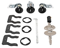 Doors, Glovebox and Trunk Lock Set for 1987-1993 Ford Mustang [Black Cylinder Caps]