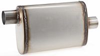 Satin SS Oval Muffler [2 1/2 in.] Offset / Centered - Reversible