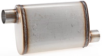Satin SS Oval Muffler [2 1/2 in.] Offset / Offset - Reversible