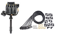 HEI Distributor and Spark Plug Wire Kit for Small Block and Big Block Chevy [Black Cap and Body]