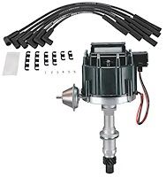 HEI Distributor & Wire Set for 1965-1990 AMC & Jeep 199-258 ci. 6-Cylinder Engines [Black Cap]