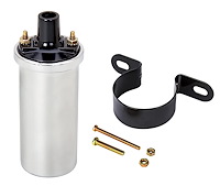 High-Energy Ignition Coil and Bracket Kit [Chrome Coil and Black Panel Mount Bracket]