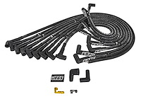 8mm Hi-Temp Sleeved Spark Plug Wire Set for Big Block Chevy 396, 402 & 454 w/HEI, Under Header w/90-degree Boots [Black]