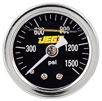 Nitrous Pressure Gauge, 1 1/2 in. Dia. Mechanical  [Liquid Filled, 0-1500 psi with Black Face]