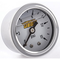 Fuel Pressure Gauge 1 1/2 in. Diameter [Liquid Filled] White Face Dial