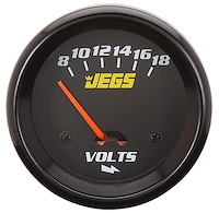 Voltmeter Gauge, 2 5/8 in. Electrical [8-18 Volts with Black Face]