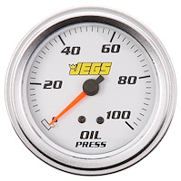 Oil Pressure Gauge, 2 5/8 in. Mechanical [0-100 psi with Silver Face]