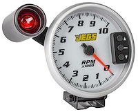 5 in. Tachometer with Shift Light and Peak RPM Memory Recall, 0-10,000 RPM [White Face with Silver Bezel]