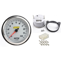 3-3/8" Electric Tachometer & Wiring Connector Silver