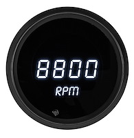 Tachometer LED Digital [Black Bezel, Black Face, White Numbers and Bar Graph]