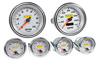 6-Gauge Set, Silver Analog Face [3 3/8 in. Dia. Speedometer & Tachometer]