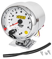 3 3/4 in. Pedestal Mount Tachometer, 0-8,000 RPM [White Face with Chrome Bezel]