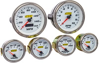 6-Gauge Set, White Analog Face [5 in. Dia. Speedometer & Tachometer]