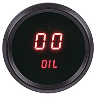 Oil Pressure Gauge LED Digital [Black Bezel, Black Face, Red Numbers]