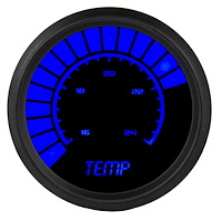 Water Temperature Gauge LED Bar Graph [Black Bezel, Black Face, Blue Numbers]