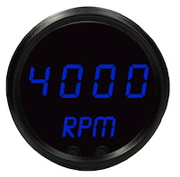 Mini Tachometer LED Digital [Black Face, Black Bezel, Blue Numbers]