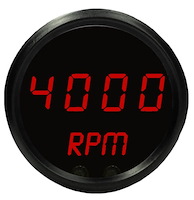 Mini Tachometer LED Digital [Black Face, Black Bezel, Red Numbers]