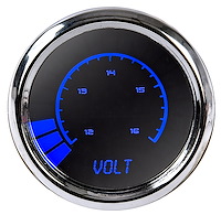 Voltmeter LED Bar Graph [Chrome Bezel, Chrome Face, Blue Numbers]