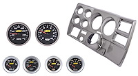 Gauge and Dash Panel Set for 1973-1983 Chevrolet, GMC C/K Series Truck w/ A/C [Black Gauges, Brushed Aluminum Finish Panel]