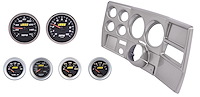 Gauge and Dash Panel Set for 1973-1983 Chevrolet, GMC C/K Series Truck w/o A/C [Black Gauges, Brushed Aluminum Finish Panel]