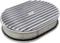 Finned Aluminum Air Cleaner Kit Oval 12 in. L x 8 1/4 in. W x 3 in. H [Polished]