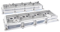 Cast Aluminum Valve Covers for 5.7L, 6.1L, 6.4L Gen III Hemi Engines [Polished Finish, Finned]
