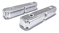 Polished Finned Aluminum Valve Covers for 1964-1992 Small Block Mopar 318, 340, 360 V8