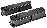 Fabricated Aluminum Valve Covers for Small Block Ford 260-351W [3.375 in. Tall, Black]