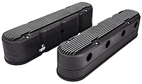 Black Finned Aluminum Valve Covers for GM LS Engines [2-piece Hidden Coil Design]
