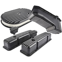 Black Finned Aluminum Dress-Up Kit for 1958-1986 Small Block Chevy