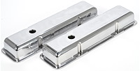 Polished Cast Aluminum Smooth Valve Covers for 1958-1986 Small Block Chevy [Short Design]
