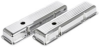 Polished Cast Aluminum Ball-Milled Valve Covers for 1958-1986 Small Block Chevy [Short Design]
