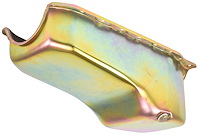 Stock Replacement Oil Pan for 1986-2002 Chevy 305, 350 ci. Engines w/Right Hand Dip Stick & 1-Piece Rear Main Seal [Gold Zinc]